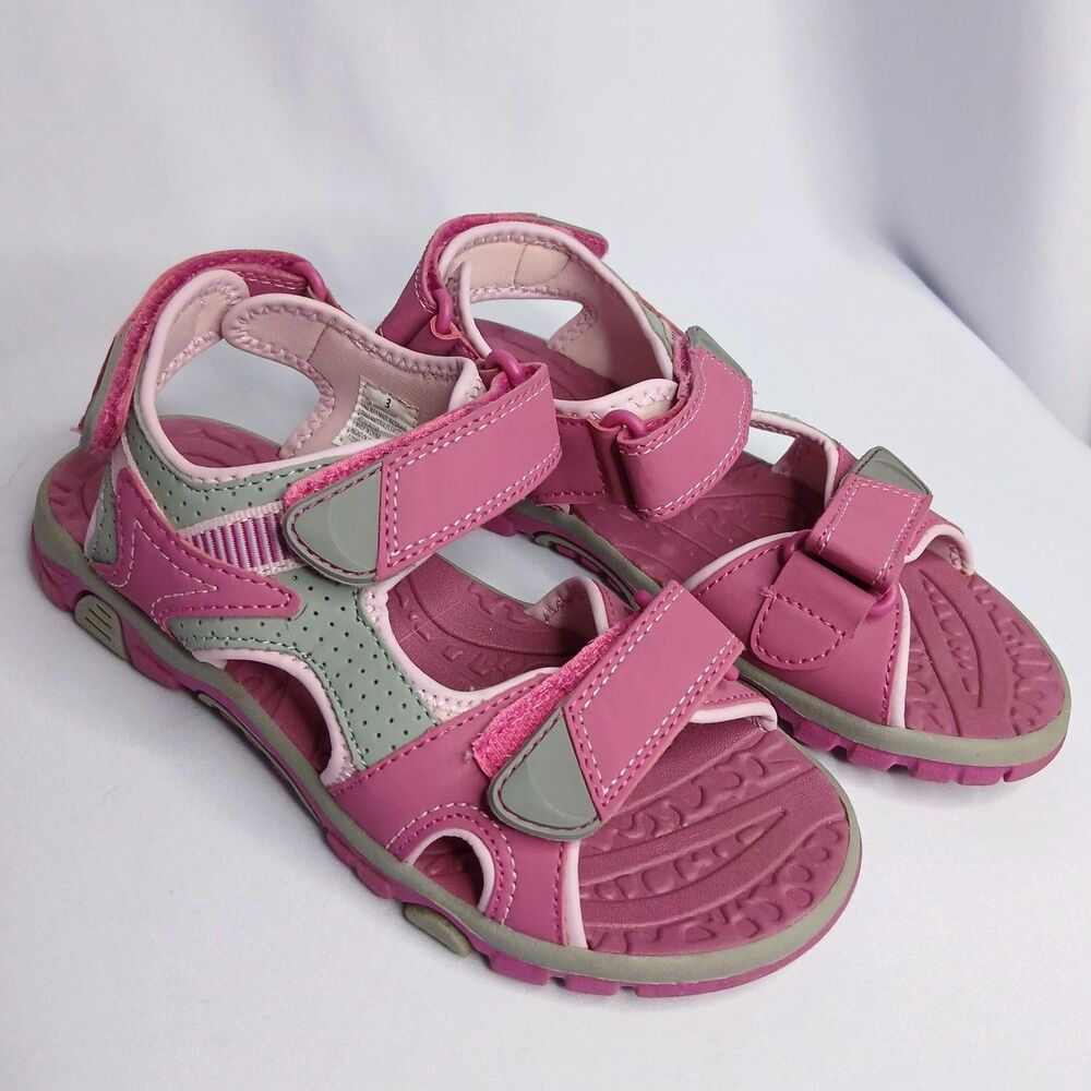 Khombu Water River Sandals Lilly Shoes Adjustable Pink Gray Kids Girls sz 3